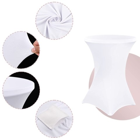 POKROWIEC NA STOLIK KOKTAJLOWY BIAŁY 80 CM