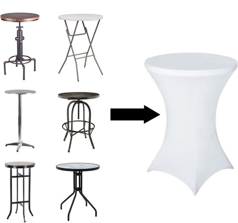 POKROWIEC NA STOLIK KOKTAJLOWY BIAŁY 80 CM