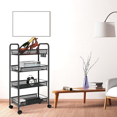 REGAŁ NA KÓŁKACH 4 POZIOMY OLDEN CZARNY