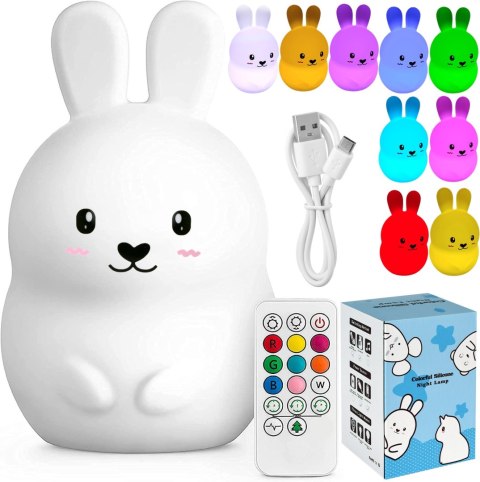 SILIKONOWA LAMPKA NOCNA KRÓLIK LED RGB