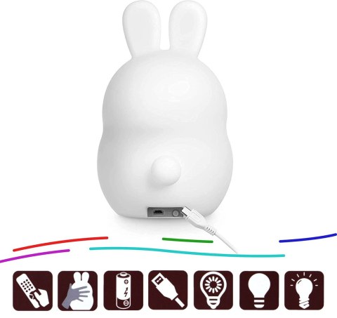 SILIKONOWA LAMPKA NOCNA KRÓLIK LED RGB