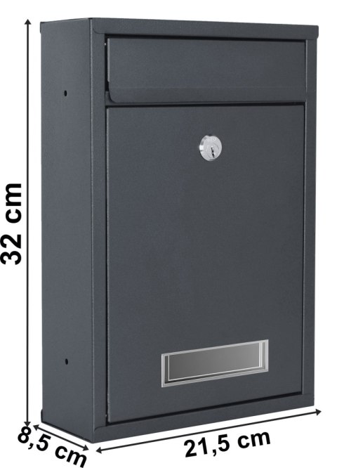 SKRZYNKA POCZTOWA NA LISTY GUSTAV ANTRACYT Z NAPISAMI