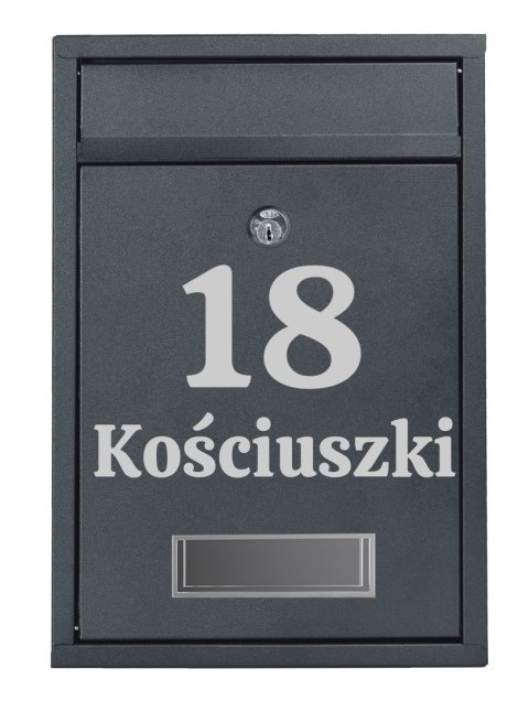 SKRZYNKA POCZTOWA NA LISTY GUSTAV ANTRACYT Z NAPISAMI