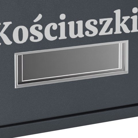 SKRZYNKA POCZTOWA NA LISTY GUSTAV ANTRACYT Z NAPISAMI