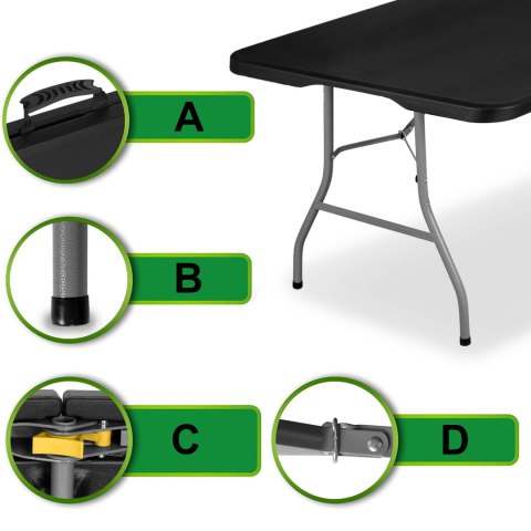 STÓŁ CATERINGOWY IMPRO SKŁADANY W WALIZKĘ 240 CM CZARNY