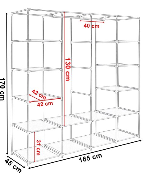 SZAFA TEKSTYLNA Z PÓŁKAMI OLENA SZARA