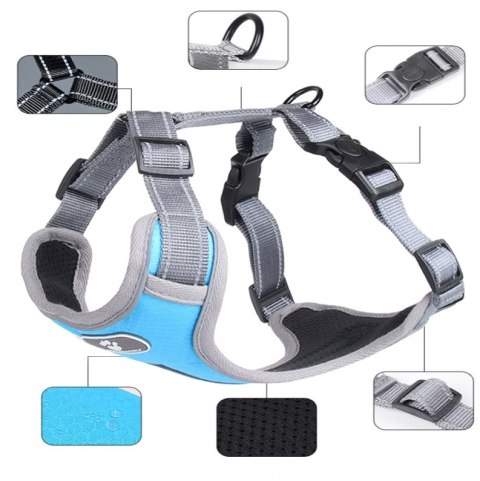 SZELKI TRENINGOWE SPACEROWE DLA PSA ASTRO BŁĘKITNE ROZMIAR XL