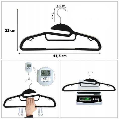 WIESZAK FLEXI KOMPLET 10 SZTUK CZARNOSZARY