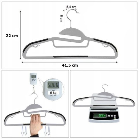 WIESZAK FLEXI KOMPLET 10 SZTUK SZAROCZARNY
