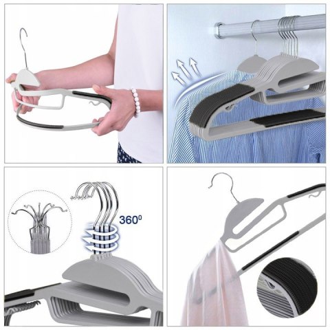 WIESZAK FLEXI KOMPLET 20 SZTUK SZAROCZARNY