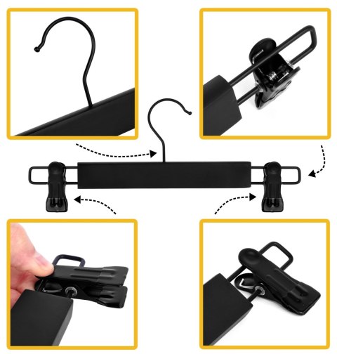 WIESZAK DREWNIANY NA SPÓDNICE 2 SZTUKI CZARNY