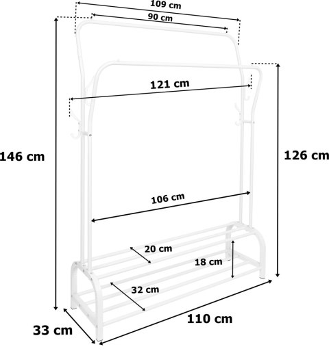 WIESZAK STOJĄCY PODWÓJNY LARY BIAŁY