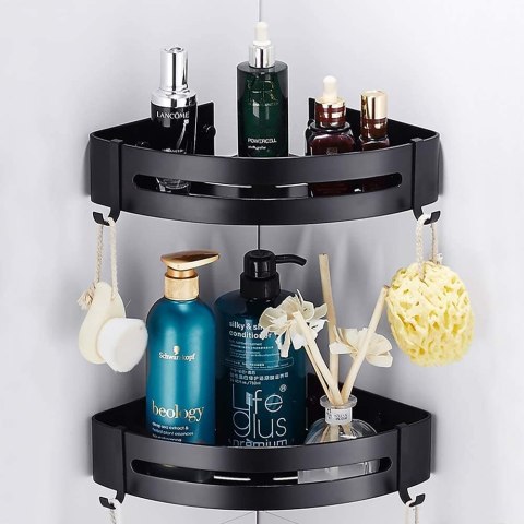 ZESTAW 2 PÓŁEK ŁAZIENKOWYCH NAROŻNYCH LOFT ADENA CZARNA