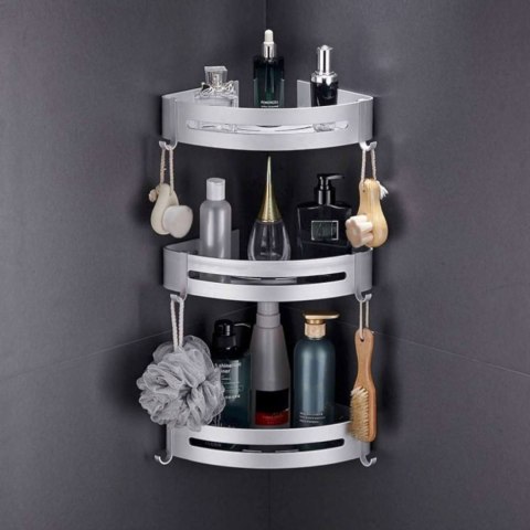 ZESTAW 2 PÓŁEK ŁAZIENKOWYCH NAROŻNYCH LOFT ADENA SREBRNA