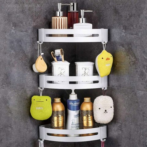 ZESTAW 2 PÓŁEK ŁAZIENKOWYCH NAROŻNYCH LOFT ADENA SREBRNA