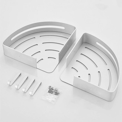 ZESTAW 2 PÓŁEK ŁAZIENKOWYCH NAROŻNYCH LOFT ADENA SREBRNA