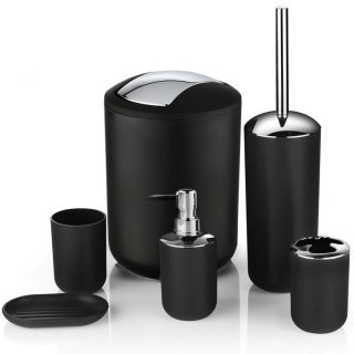 KOMPLET 6 AKCESORIÓW ŁAZIENKOWYCH FLORES CZARNY