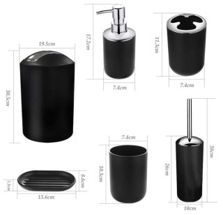 KOMPLET 6 AKCESORIÓW ŁAZIENKOWYCH FLORES CZARNY