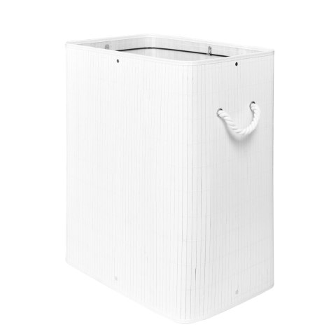 KOSZ NA PRANIE BAMBUSOWY Z POKRYWĄ 100L BIAŁY