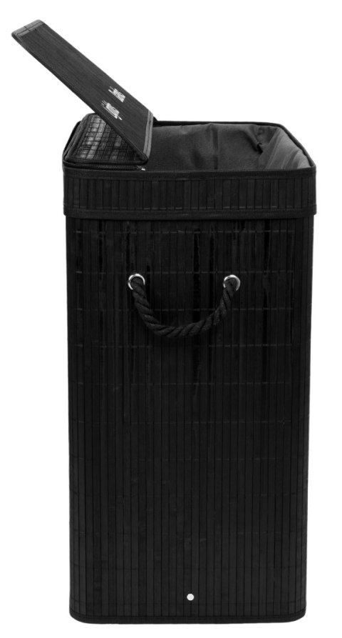 KOSZ NA PRANIE BAMBUSOWY Z POKRYWĄ 100L CZARNY