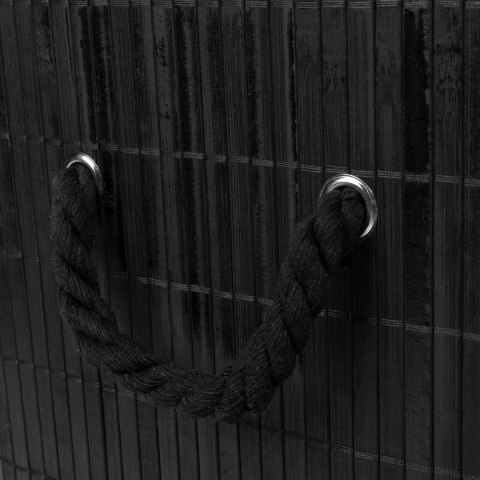 KOSZ NA PRANIE BAMBUSOWY Z POKRYWĄ 100L CZARNY