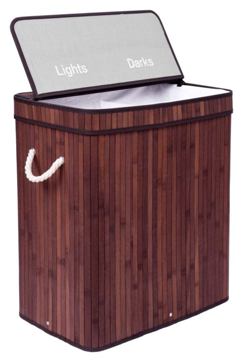 KOSZ NA PRANIE BAMBUSOWY Z POKRYWĄ 100L WENGE