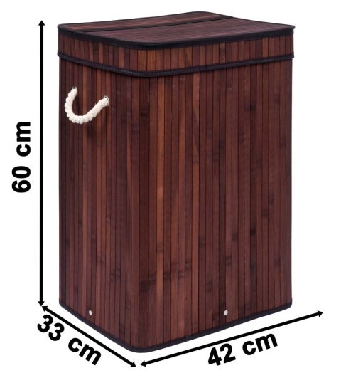 KOSZ NA PRANIE BAMBUSOWY Z POKRYWĄ SOREN 80L WENGE