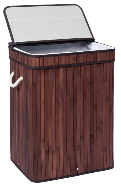 KOSZ NA PRANIE BAMBUSOWY Z POKRYWĄ SOREN 80L WENGE
