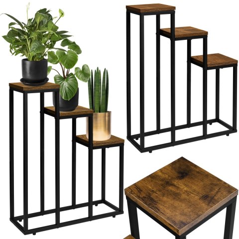 KWIETNIK STOJĄCY CZARNY LOREN RUSTIC POSTARZANY DĄB