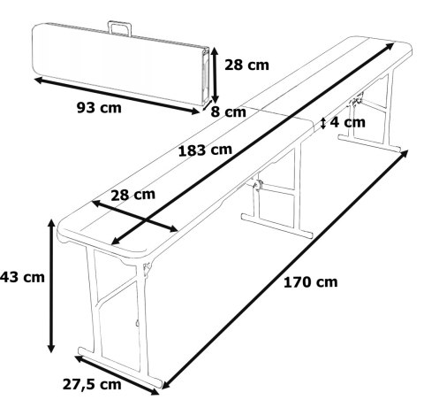 ŁAWKA CATERINGOWA OGRODOWA WOODLAND CZARNY MAT