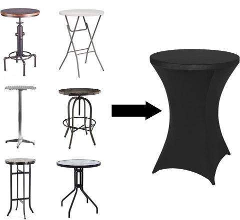 POKROWIEC NA STOLIK KOKTAJLOWY CZARNY 80 CM