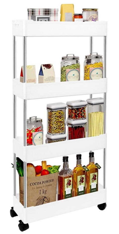 REGAŁ NA KÓŁKACH FALKEN 4 PÓŁKI BIAŁY