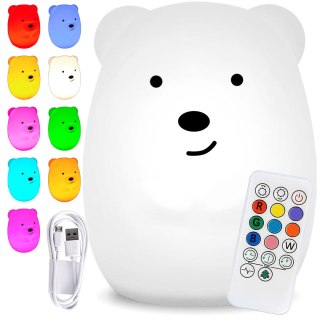 SILIKONOWA LAMPKA NOCNA MISIEK LED RGB