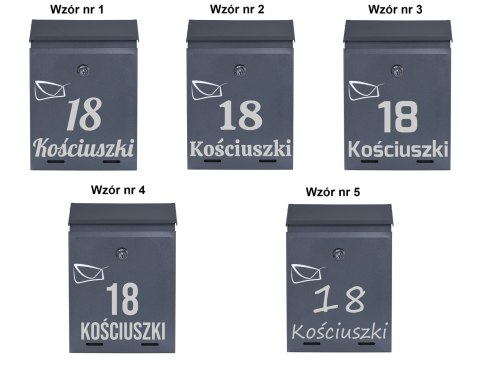 SKRZYNKA POCZTOWA NA LISTY ODVIN ANTRACYT Z NAPISAMI