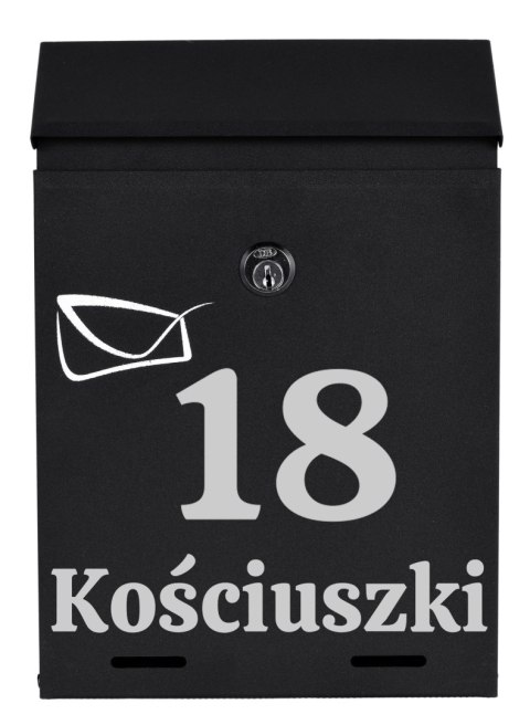 SKRZYNKA POCZTOWA NA LISTY ODVIN CZARNA Z NAPISAMI