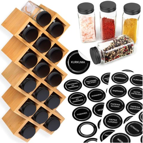STOJAK BAMBUSOWY NA PRZYPRAWY KOCHEN 18 SŁOIKÓW