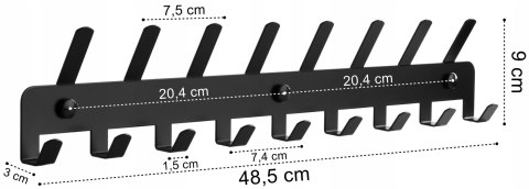 WIESZAK ŚCIENNY NA PŁASZCZE SYTTEN CZARNY MAT
