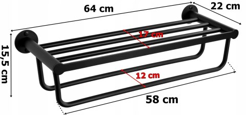 WIESZAK ŚCIENNY NA RĘCZNIKI POLIS LOFT CZARNY