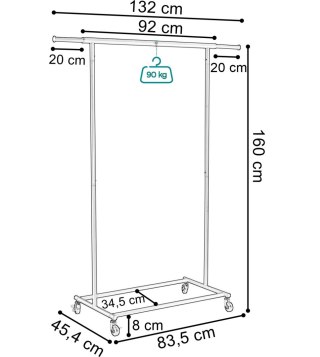 WIESZAK STOJĄCY NA KÓŁKACH TAHIR CHROMOWANY
