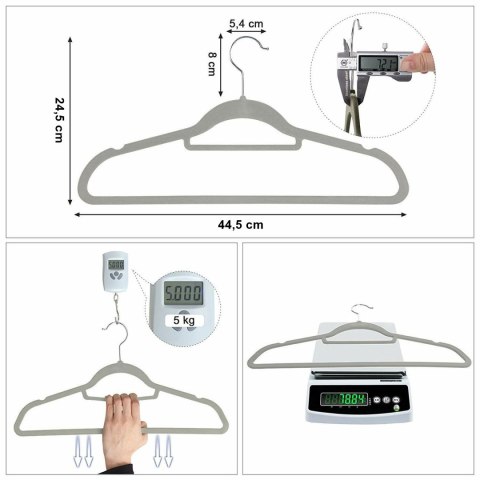 WIESZAK WELUROWY MAXI KOMPLET 50 SZTUK SZARY