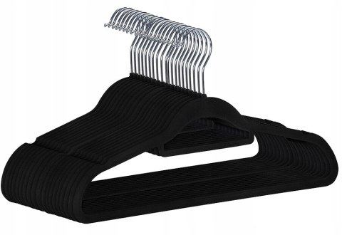 WIESZAK WELUROWY MAXI KOMPLET 60 SZTUK CZARNY