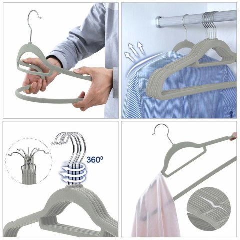 WIESZAK WELUROWY MAXI KOMPLET 60 SZTUK SZARY