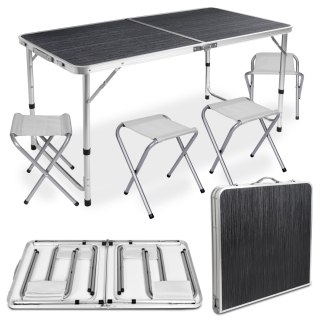 ZESTAW TURYSTYCZNY TRAMP KEMPINGOWY SKŁADANY 120X60 CM BLACK WOOD