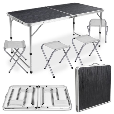 ZESTAW TURYSTYCZNY TRAMP KEMPINGOWY SKŁADANY 120X60 CM BLACK WOOD