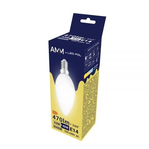 ŻARÓWKA E14 LED SMD WW 4.9W ŚWIECOWA AMM ŻARÓWKA E14 LED SMD WW 4.9W ŚWIECOWA AMM