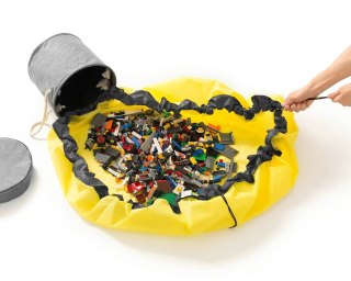 KOSZ NA ZABAWKI DIXI SZARY Z MATĄ NA KLOCKI ZABAWKI