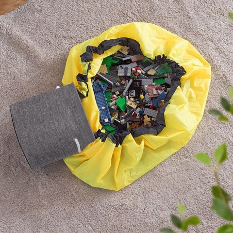 KOSZ NA ZABAWKI DIXI SZARY Z MATĄ NA KLOCKI ZABAWKI