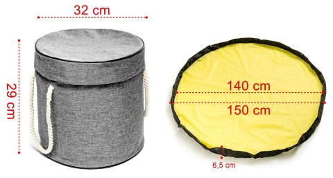 KOSZ NA ZABAWKI DIXI SZARY Z MATĄ NA KLOCKI ZABAWKI