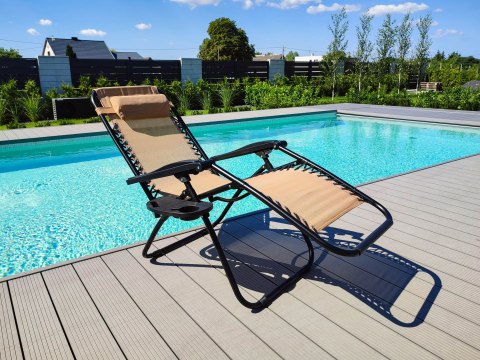 LEŻAK OGRODOWY ORION ZERO GRAVITY BEŻOWY