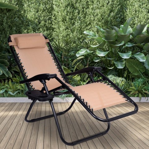 LEŻAK OGRODOWY ORION ZERO GRAVITY BEŻOWY